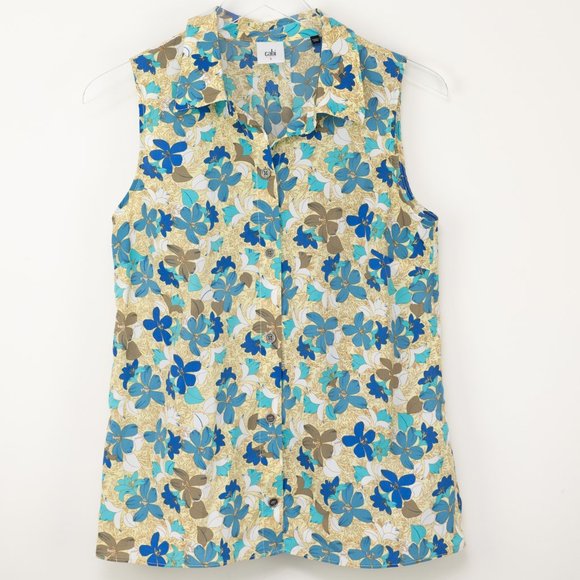 Cabi 5215 Floral Wish Peplum Tank Top Summer Flowers Sleeveless Shirt Size Small - Picture 2 of 7